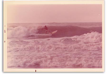 Early 70's surfing on the beach at 8th street