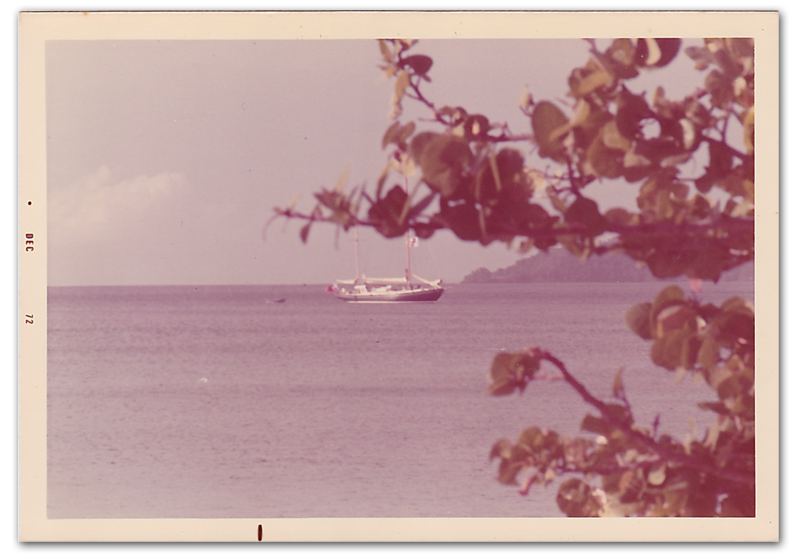 Skip's boat waits offshore for another 70's adventure.