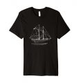 Vintage Blueprint Sailboat Black Tshirt exclusively from Outpost Clothing.
