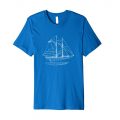 Vintage Blueprint Sailboat Blue Tshirt exclusively from Outpost Clothing.
