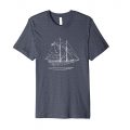 Vintage Blueprint Sailboat Heather Blue Tshirt exclusively from Outpost Clothing.