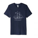 Vintage Blueprint Sailboat Navy Tshirt exclusively from Outpost Clothing.