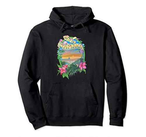 Image of a black colored Do it in Jamaica Vintage Marijuana Hoodie from Ganja Outpost