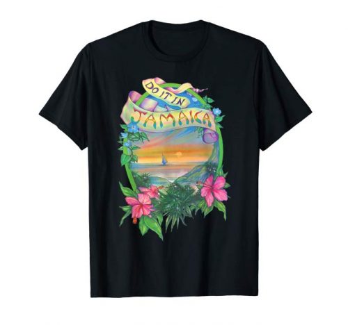 Image of a black colored Do it in Jamaica Vintage Marijuana T-shirt from Ganja Outpost