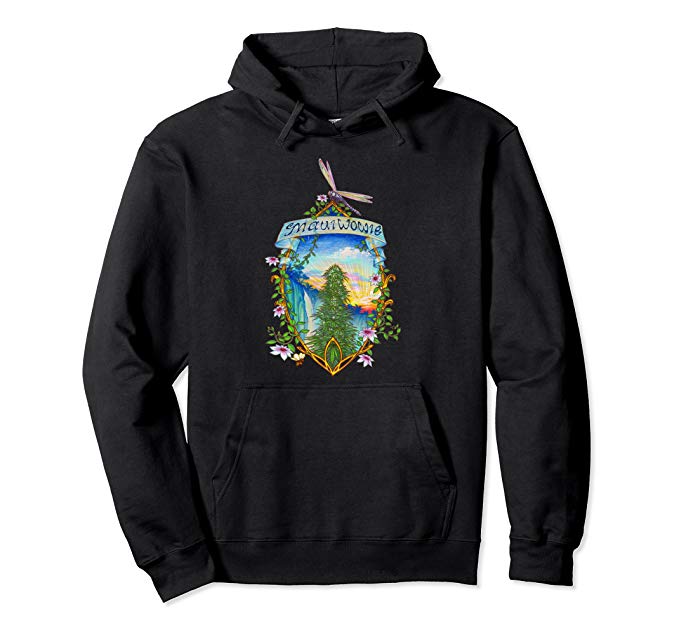 Image of a black colored Maui Wowie Vintage Marijuana Pullover Hoodie from Ganja Outpost