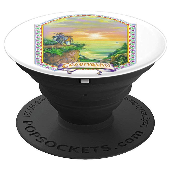 An expanded view of a Colombian Gold Popsocket for phones and tablets from Ganja Outpost.