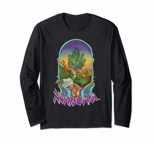 An Image of the black Smoke Marijuana Long Sleeve T-shirt from Ganja Outpost