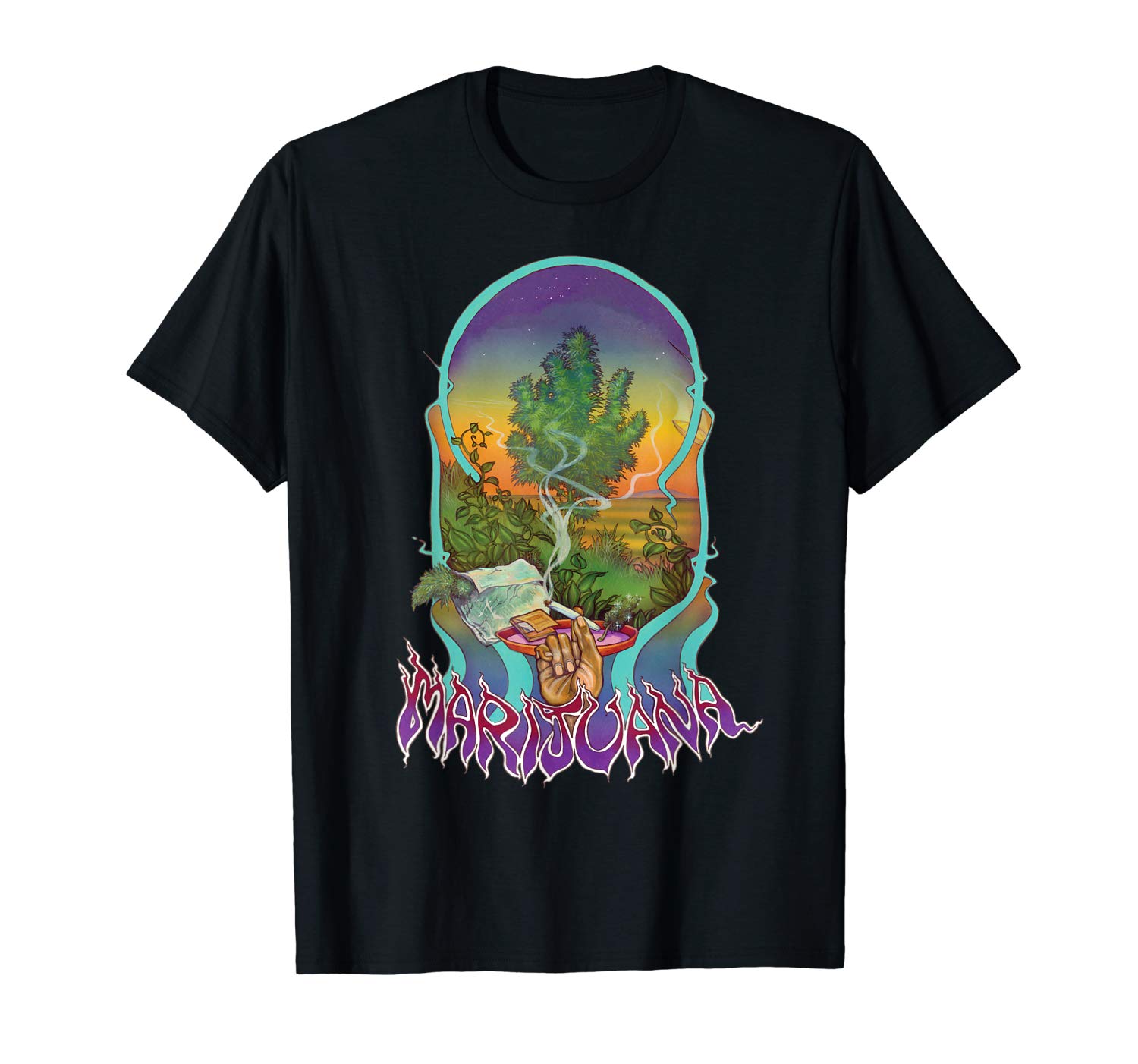 An Image of the black Smoke Marijuana T-shirt from Ganja Outpost