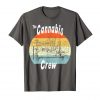 An image of a asphalt colored Retro Cannabis Crew T-shirt from Ganja Outpost.