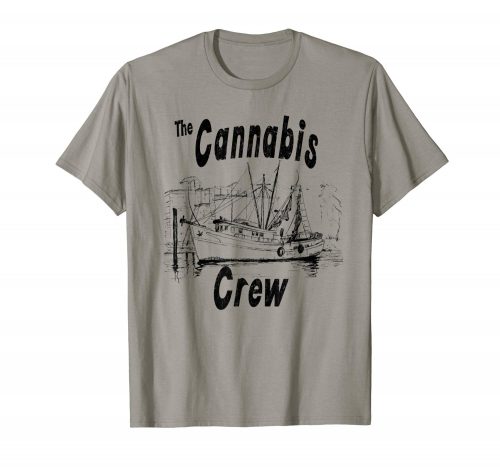 AN image of a slate colored Cannabis Crew T-shirt from Ganja Outpost.