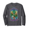 An image of a Dark Heather magic island marijuana long sleeve from Ganja Outpost.