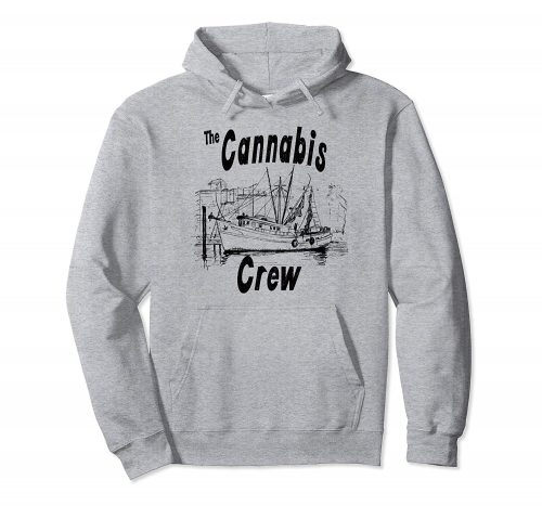 An inage of a heather grey Cannabis Crew Hoodie from Ganja Outpost