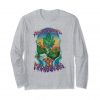 An image of a heather grey magic island marijuana long sleeve from Ganja Outpost.