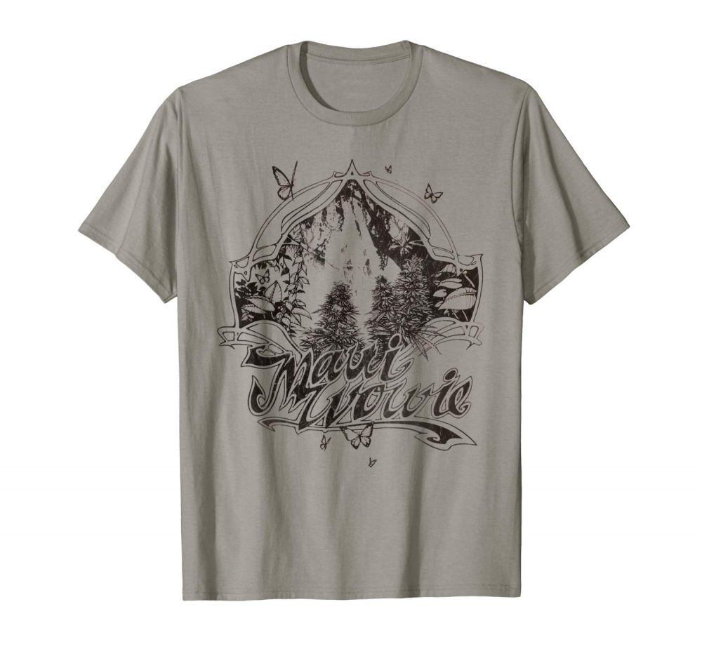 An image of the slate colored Maui Wowie Blackline Vintage Cannabis T-shirt from Ganja Outpost