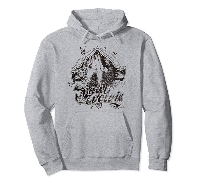 An image of the heather grey colored Maui Wowie Blackline Vintage Cannabis pullover hoodie from Ganja Outpost
