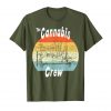 An image of a olive colored Retro Cannabis Crew T-shirt from Ganja Outpost.
