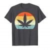 An image of a dark heather retro marijuana leaf t-shirt from Ganja Outpost.