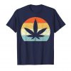 An image of a navy retro marijuana leaf t-shirt from Ganja Outpost.