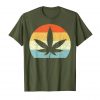 An image of a olive retro marijuana leaf t-shirt from Ganja Outpost.