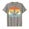 An image of a slate retro marijuana leaf t-shirt from Ganja Outpost.