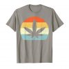 An image of a slate retro marijuana leaf t-shirt from Ganja Outpost.