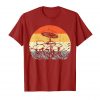 An image of a red retro pschyedelic mushrooms t-shirt exclusively available from Ganja Outpost.