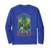 An image of a royal blue magic island marijuana long sleeve from Ganja Outpost.