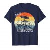 An image of a navy retro style magic mushrooms t-shirt exclusively available from Ganja Outpost.