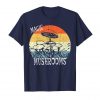 An image of a navy retro style magic mushrooms t-shirt exclusively available from Ganja Outpost.