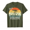 An image of a olive retro style magic mushrooms t-shirt exclusively available from Ganja Outpost.