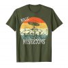 An image of a olive retro style magic mushrooms t-shirt exclusively available from Ganja Outpost.