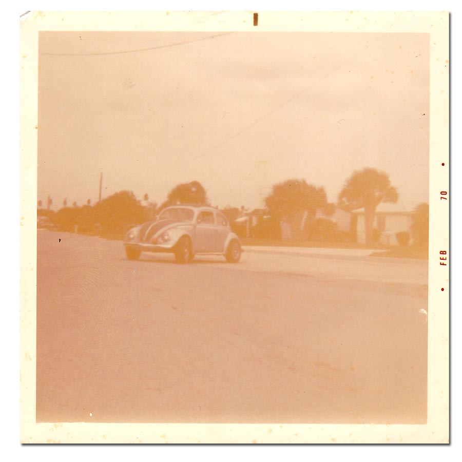 An image of the Volkswagen Bug that Skip used in his earliest ganja gigs for transporting a bale of ganja at a time.