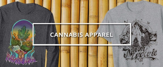 An image of a button for the cannabis apparel sold on the Ganja Outpost store.